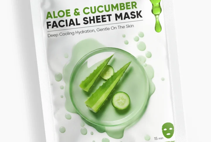 aloe vera cucumber sheet mask hydrating soothing cooling face mask glowing skin milau