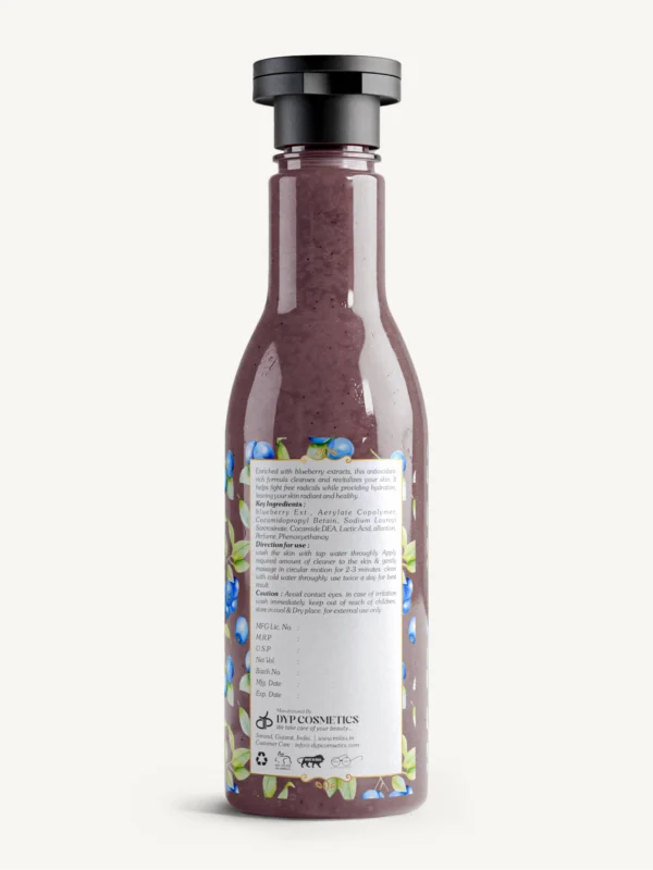 Milau blueberry face body wash back label product details ingredients