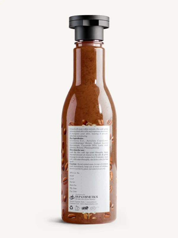Milau coffee face body wash back label ingredients exfoliating cleanser