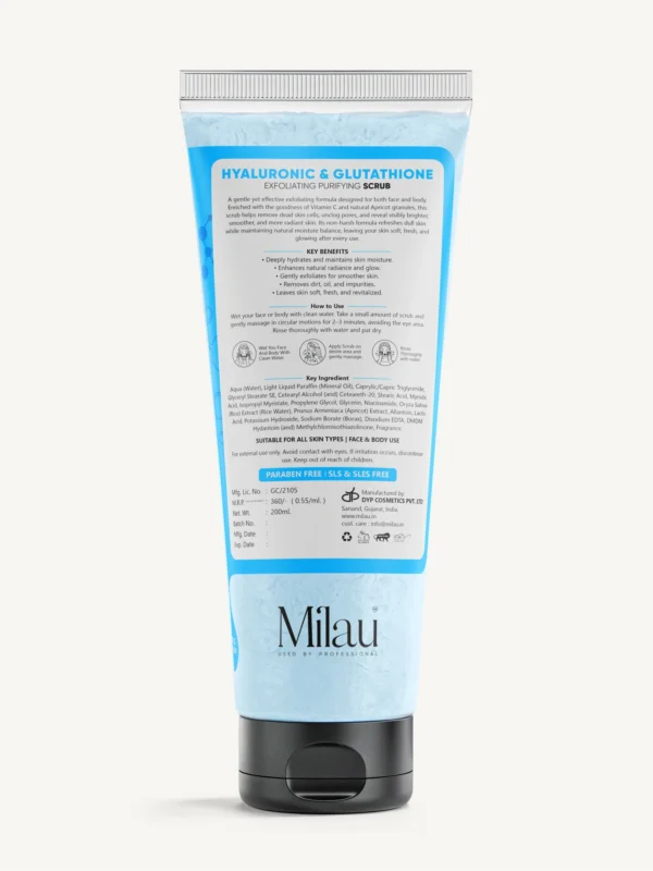 Hyaluronic scrub ingredients and hydration benefits skincare