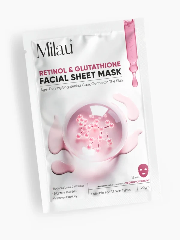 retinol glutathione sheet mask anti aging brightening skin tone face mask milau