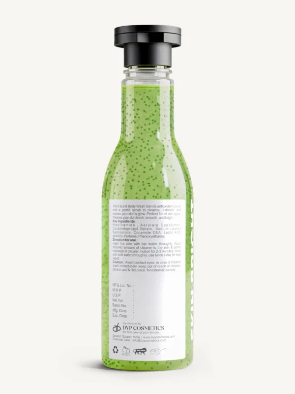 Milau niacinamide face body wash back label ingredients directions brightening de tan cleanser details