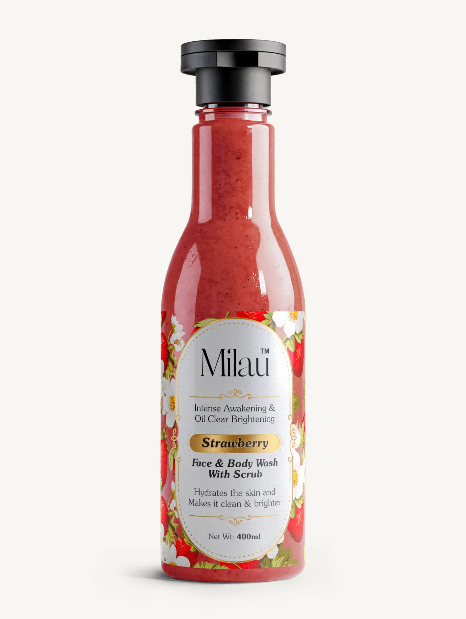 Strawberry Face & Body Wash with Scrub — Oil Clear & Brightening | 200 ml & 400 ml