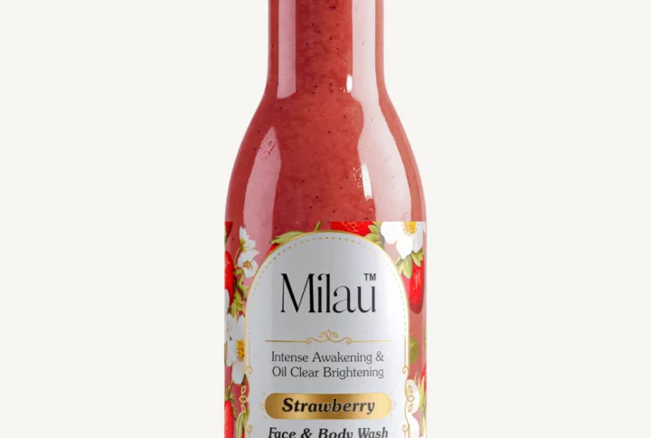 strawberry face body wash scrub brightening hydrating oil control skincare bottle milau