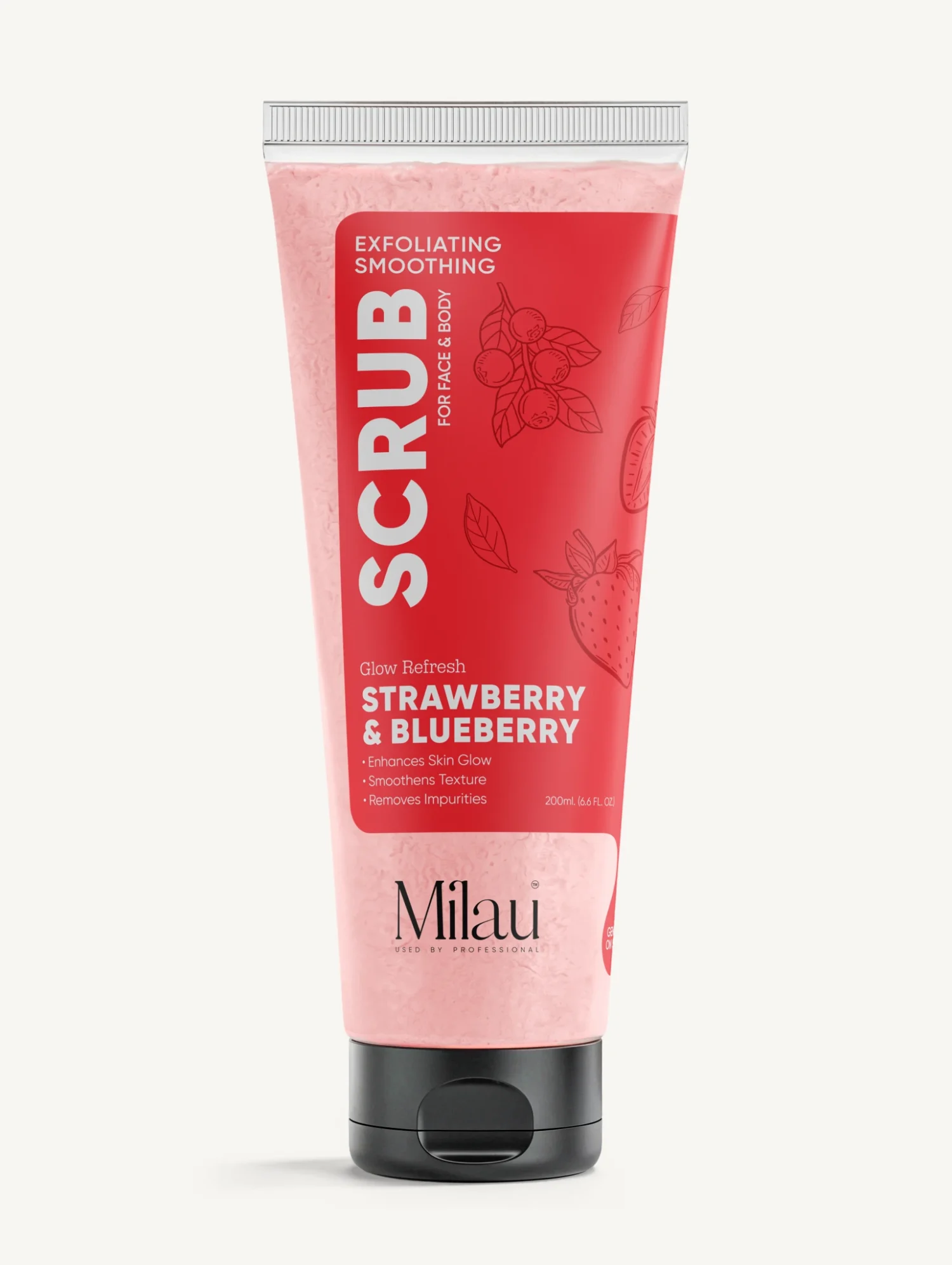 Milau Strawberry & Blueberry Scrub for face & body | 200 ml