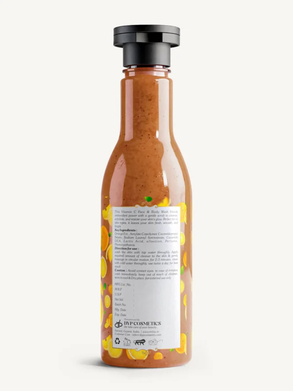 Milau vitamin c face body wash back label skincare ingredients