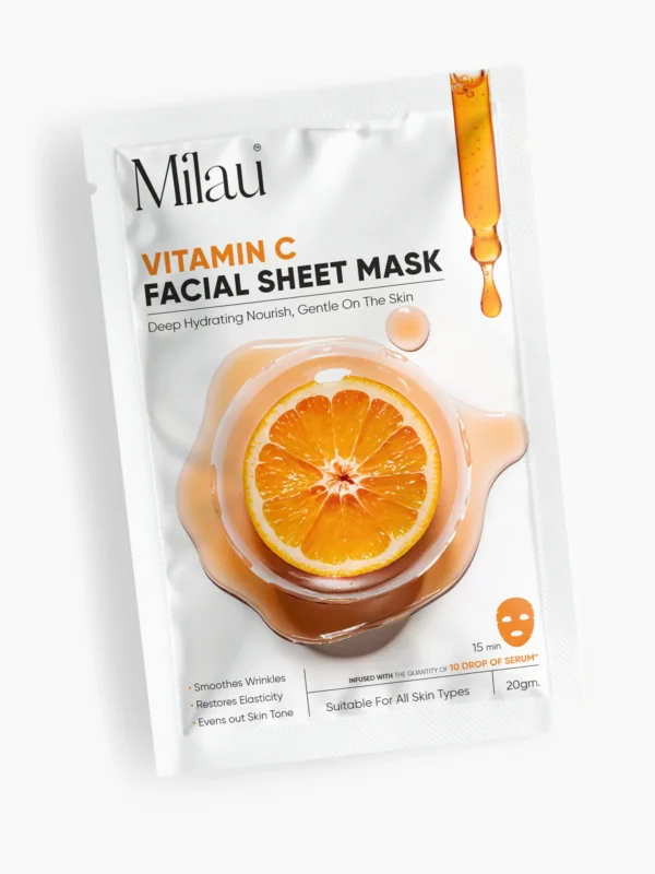 Vitamin c sheet mask brightening tan removal glowing skin face mask milau