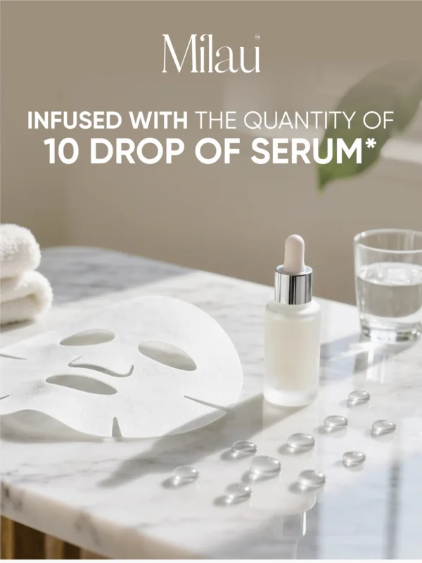 sheet mask serum infused hydration skincare essence drops glowing skin milau