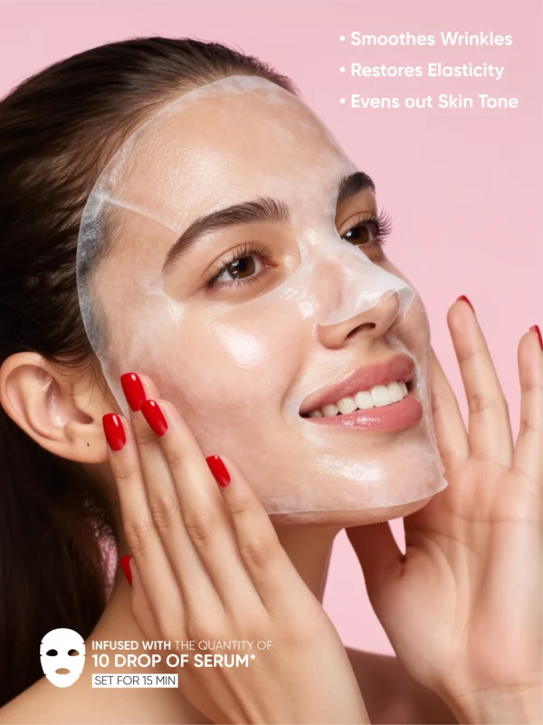 woman applying sheet mask glowing skin hydration skincare routine milau