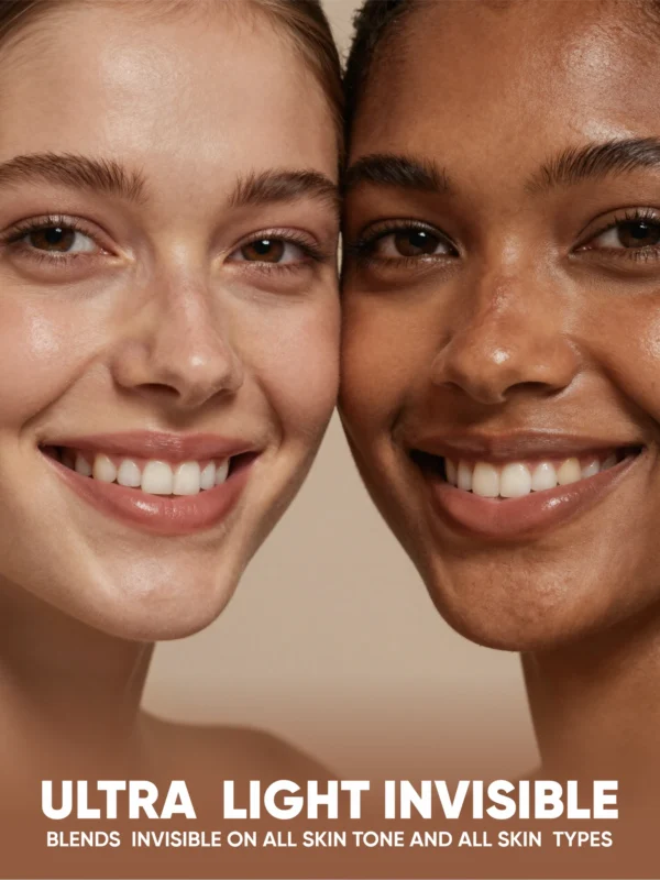 Milau invisible sunscreen on different skin tones showing no white cast lightweight sunscreen India