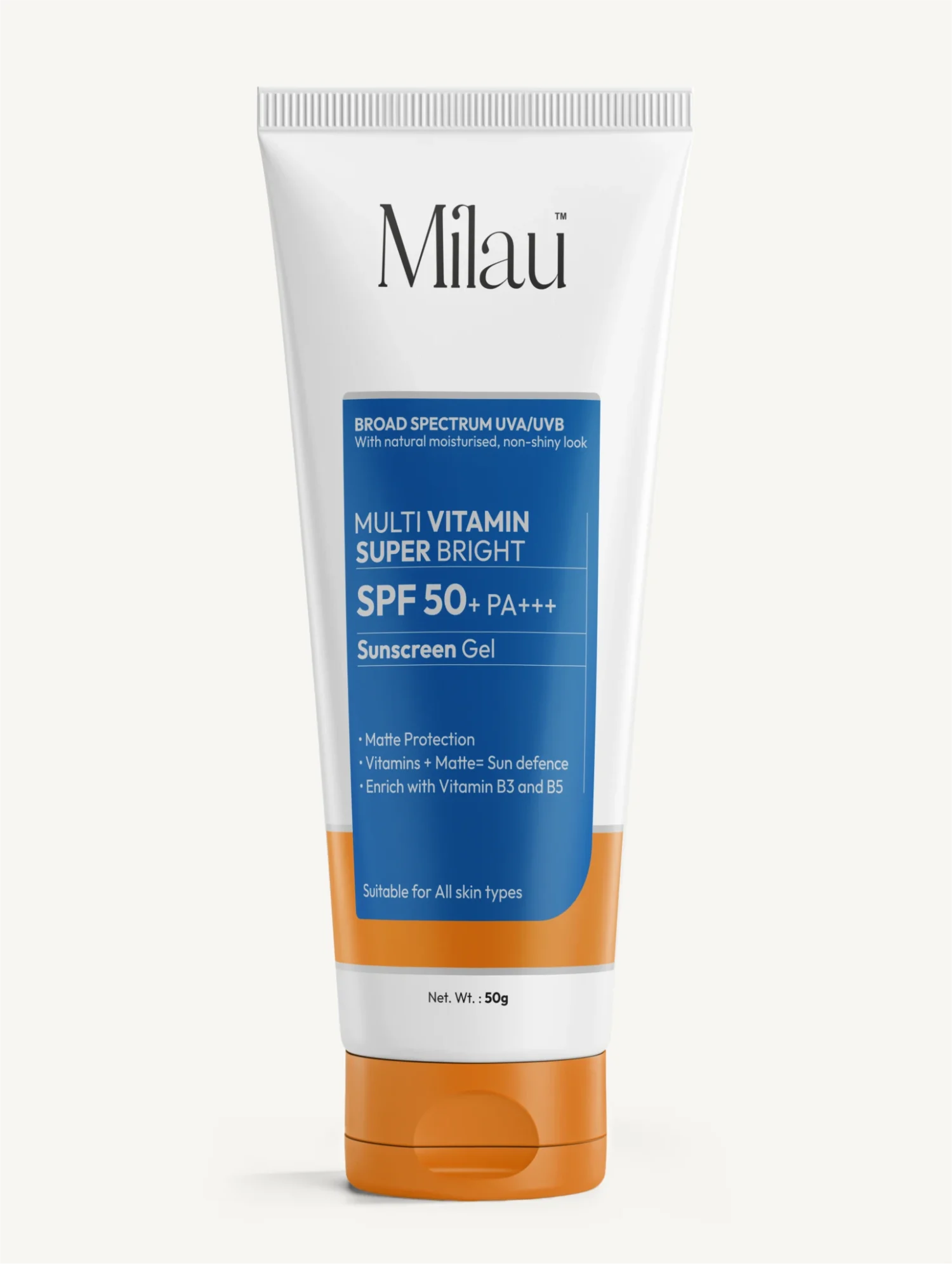 Multi Vitamin Super Bright SPF 50+ PA+++ Sunscreen Gel — Matte, Brightening & Broad Spectrum UVA/UVB