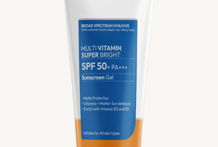 Milau SPF 50 sunscreen gel front packaging matte finish vitamin sunscreen India