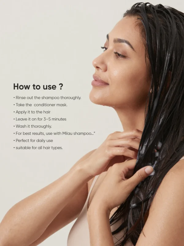 instructions for using shampoo and conditioner mask for smooth frizz free hair