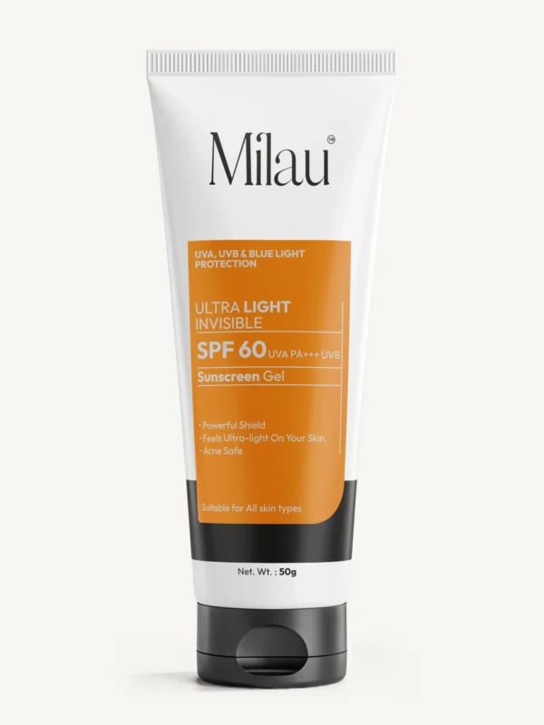Milau SPF 50 sunscreen gel hero product image UVA UVB protection India