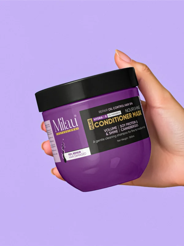 hand holding oil control conditioner mask for fine oily hair care