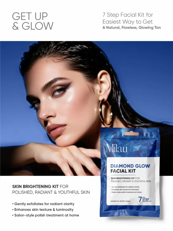 Milau Diamond Glow Facial Kit 7 step skin brightening kit for radiant smooth glowing skin