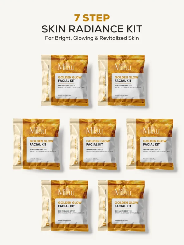 Milau Golden Glow Facial Kit – Skin Radiance 7 Step Facial Kit for Bright & Glowing Skin