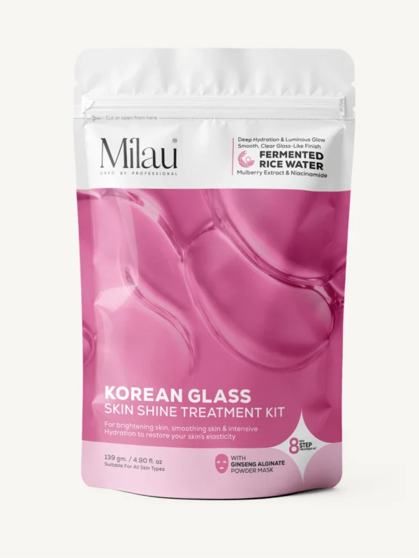 Milau Korean Glass Skin Treatment Kit with fermented rice water for glowing skin and brightening facial at home