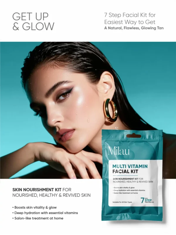 Milau Multi Vitamin Facial Kit 7 step nourishing facial kit for healthy hydrated glowing skin