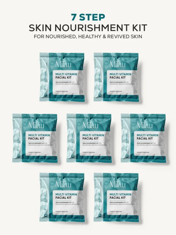Milau Multi Vitamin Facial Kit 7 step nourishing facial kit for healthy hydrated glowing skin
