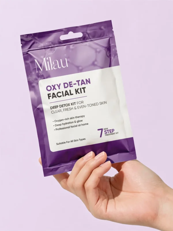 Milau Oxy De Tan Facial Kit 7 step facial kit for tan removal clear bright even toned skin
