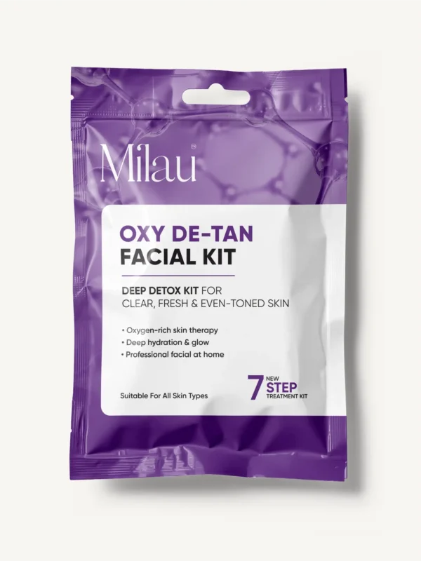 Milau Oxy De Tan Facial Kit 7 step facial kit for tan removal clear bright even toned skin