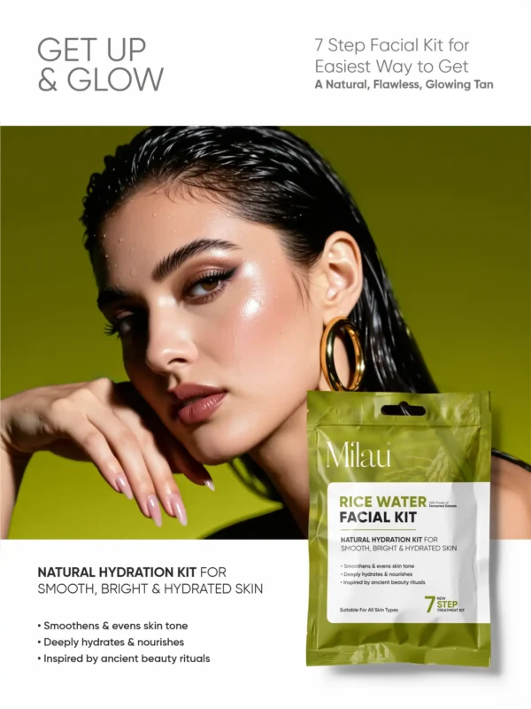 Milau Rice Water Facial Kit 7 step hydration facial kit for smooth bright hydrated glass skin