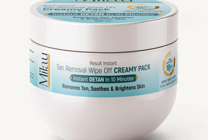 Milau creamy tan removal wipe off pack instant detan face body brightening pack 300ml