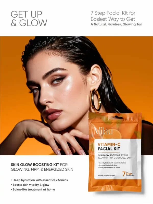 Milau Vitamin C Facial Kit 7 step glow boosting facial kit for bright firm radiant skin
