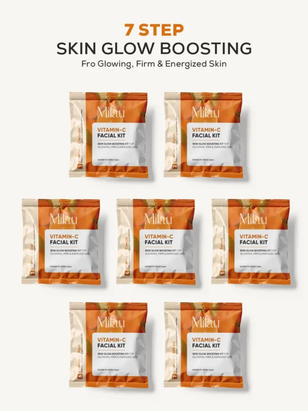 Milau Vitamin C Facial Kit 7 step glow boosting facial kit for bright firm radiant skin