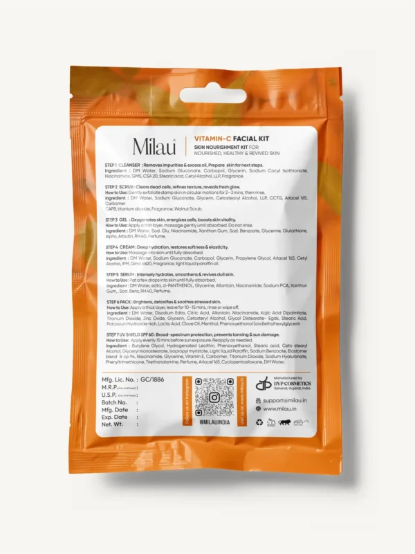 Milau Vitamin C Facial Kit 7 step glow boosting facial kit for bright firm radiant skin