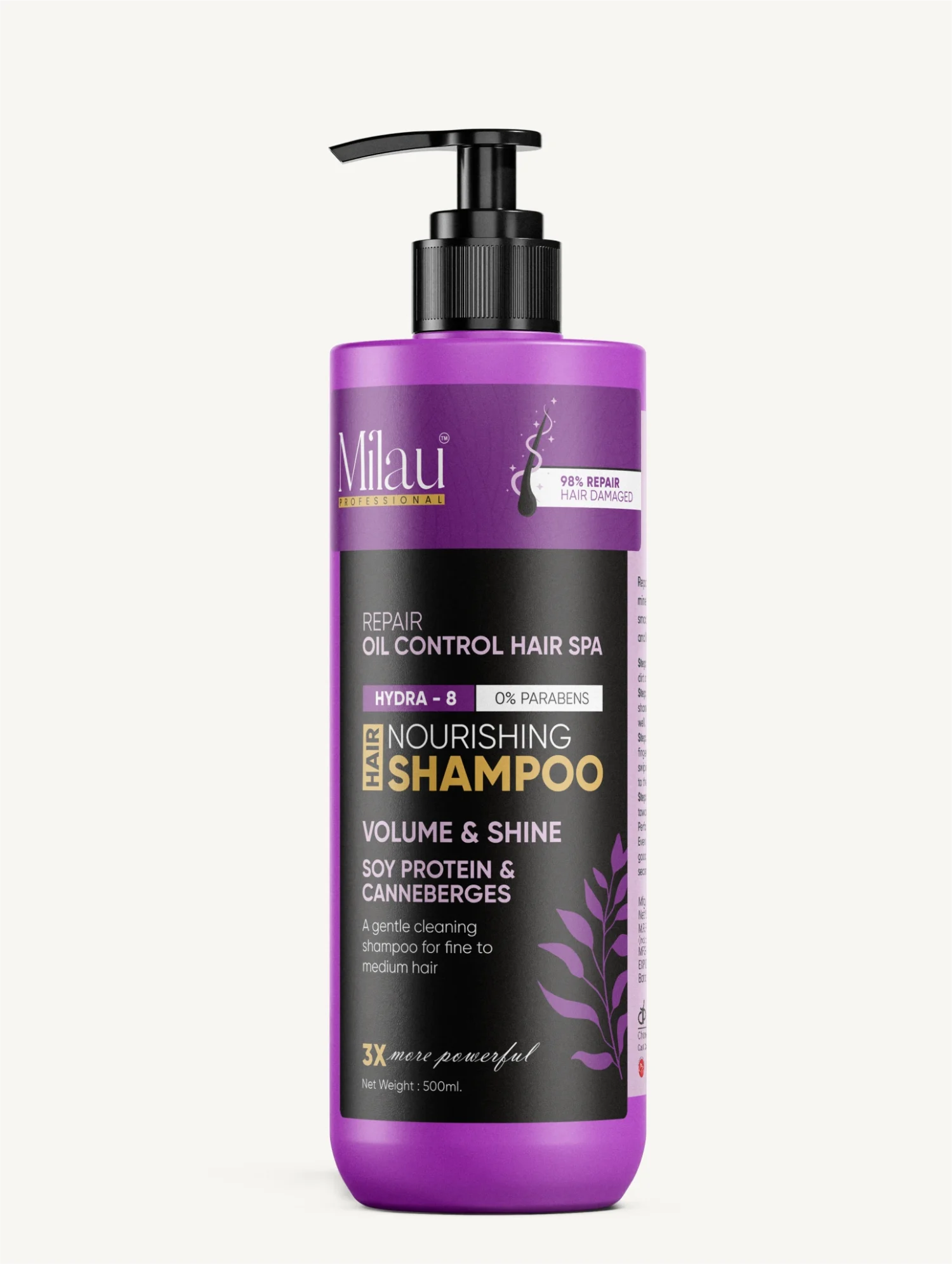 Hair Nourishing Shampoo — Volume, Shine & Oil Control Hair Spa with Soy Protein & Canneberges | 500 ml