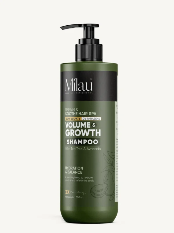hair growth shampoo bottle with tea tree avocado for hair fall control and scalp balance